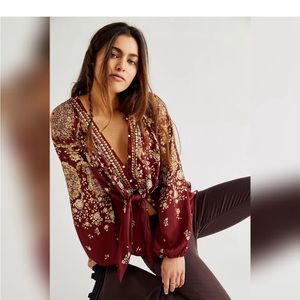 Free People Run Free Blouse Chocolate Combo